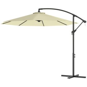 10' Cantilever Tilt Offset Patio Umbrella w/ UV & Water Safe Material & Cross Base (Weight Not Included), Beige