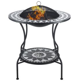 Round Outdoor Fire Pit 30 Inch Wood Burning with Spark Screen for Garden Backyard