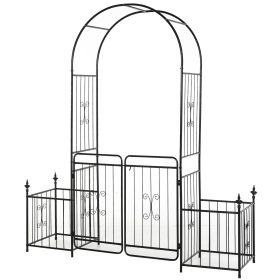 Romantic Archway: 86" Metal Garden Arch with Planters for Climbing Vines, Black
