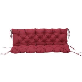Outdoor Bench Cushion Tufted 3-Seater for Swing Chair Patio Sofa Wine Red