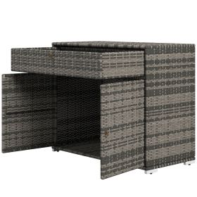 Pool Area Organizer Cabinet Waterproof PE Wicker with Drawer Gray for Outdoor Swimming Gear Storage