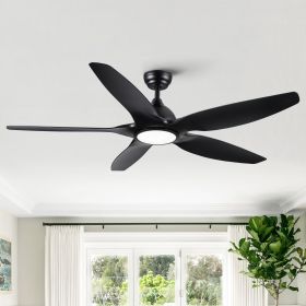 60 in. Integrated LED Farmhouse Indoor/Outdoor Black Smart Ceiling Fan with Remote Control