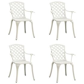 Garden Chair Set of 4 White Cast Aluminum Standard Durable