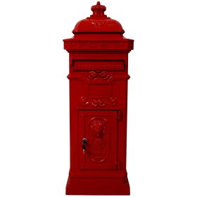 Mailboxs Mailboxes Residential The Court Large-Capacity Letter Box, Garden Floor Safety Mailbox, Outdoor Rainproof Postbox Statue ,red