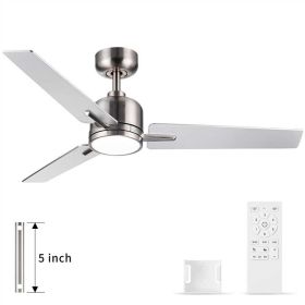 48 in. Integrated LED Farmhouse Indoor/Outdoor Nickel Smart Ceiling Fan with Remote Control