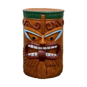 Large Tiki Statue, Outdoor Tiki Hawaii Side Table, Tiki Bar Decor, Tiki Table for Backyard Pool Indoor Bedroom Nightstand, Tiki Party Decor