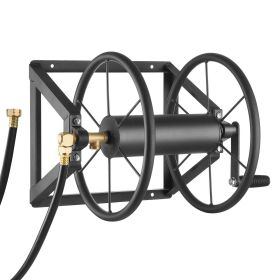 VEVOR Wall Mounted Garden Hose Reel, Holds 200 ft 5/8-inch Manual Water Hose Winder, Heavy-Duty Steel