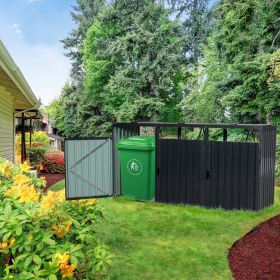 Garbage Bin Shed Stores 3 Trash Cans Metal Outdoor Bin Shed for Garbage Storage,Stainless Galvanized Steel, Bin Shed for Garden Yard Lawn W540S00