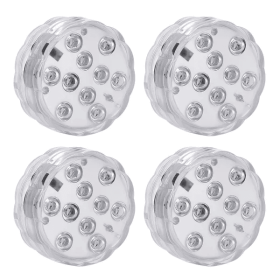 4Pcs Submersible RGB LED Lights IP68 Waterproof Underwater Color Changing Lamps Remote Control (Option: 4Pcs)