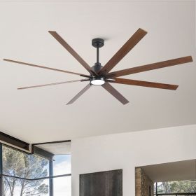 84 in. Integrated LED Farmhouse Indoor/Outdoor Black Smart Ceiling Fan with Remote Control (Material: Metal+Solid wood, Color: Black)